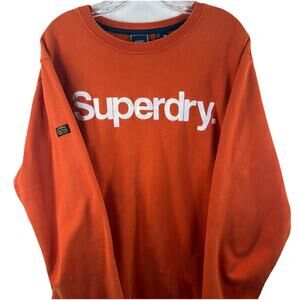 SUPERDRY Mens Graphic Sweatshirt Jumper 2XL Orange Cotton Spell Out Embroidered